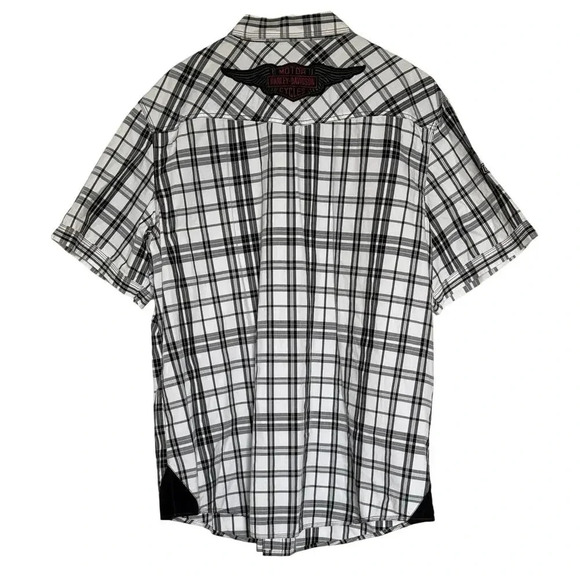 Harley Davidson Mens 3XL Plaid Woven Short Sleeve Shirt - Picture 2 of 10